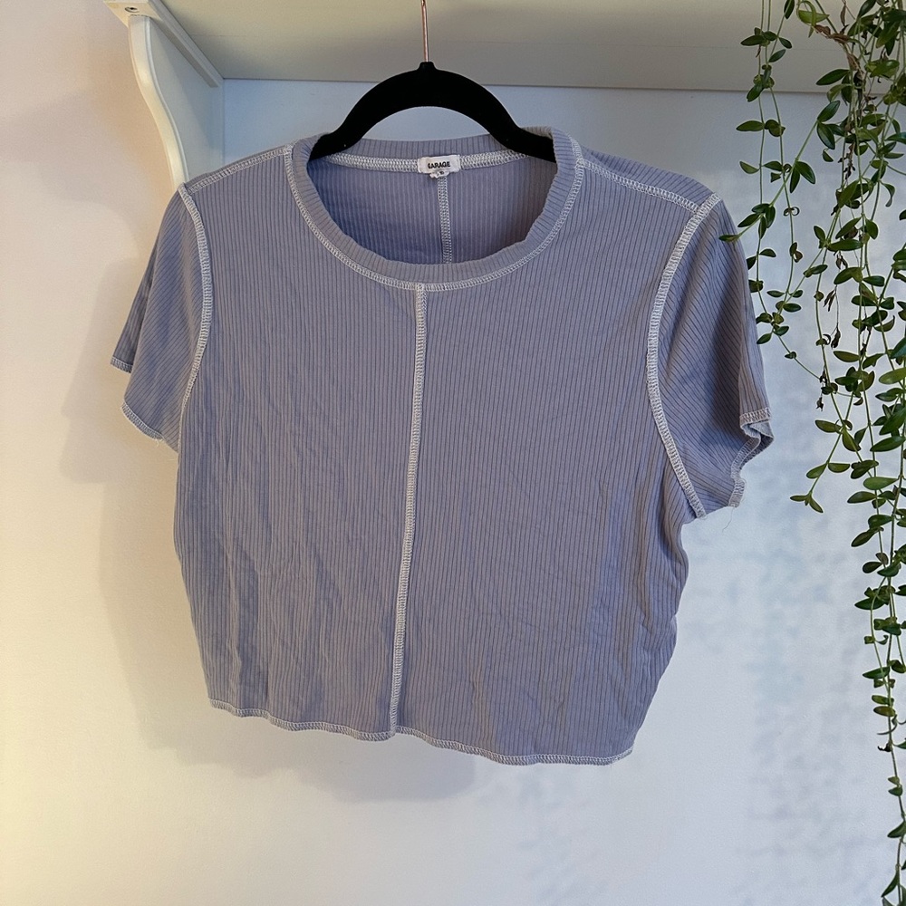 Garage Purple Crop Tee Short Sleeve